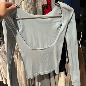 Light Blue Free People Women's Long Sleeve Top
